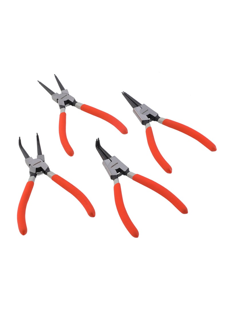 LAWAZIM Circlip Plier Set-4 Piece 7inch- Durable Non-Slip Precision Retaining Ring External Internal Bent Straight Snap Ring Removers Kit for Automotive Machinery Maintenance Plumbing and DIY Projects - Image 1